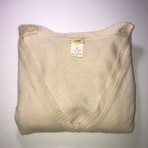 J. CREW Cashmere Cream White V Neck Sweater SizeXS